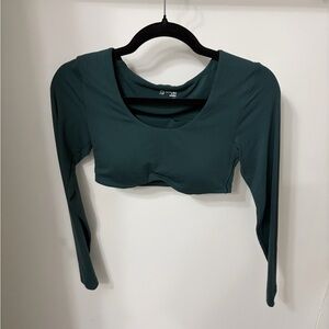 Aerie Dark Teal Long Sleeve Crop Top